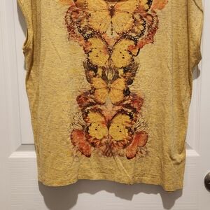 Cato Yellow Butterfly Print Tank Top